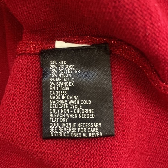 Alex Marie red metallic V-neck sweater cardigan with gold buttons. Size XL - Picture 10 of 12